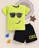 NUTTY BUTTY Sinker Knit Half Sleeves Sunglasses Printed Tee & Shorts Set - Neon Green