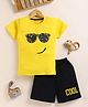 NUTTY BUTTY Sinker Knit Half Sleeves Sunglasses Printed Tee & Shorts Set - Yellow