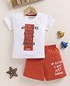 NUTTY BUTTY Sinker Knit Half Sleeves Typography Printed Tee & Shorts Set - Rust