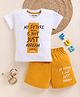 NUTTY BUTTY Sinker Knit Half Sleeves Typography Printed Tee & Shorts Set - Yellow