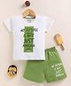 NUTTY BUTTY Sinker Knit Half Sleeves Typography Printed Tee & Shorts Set - Green