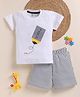 NUTTY BUTTY Sinker Knit Half Sleeves Pencil Printed Tee & Shorts Set - White