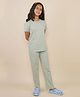 tweeny mini 100% Cotton Knit Half Sleeves Hearts Printed Coordinating Tee & Pajama Night Suit - Grey