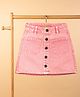 tweeny mini 100% Cotton Woven Buttons Embellished Mini Skirt - Candy Pink