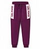 CUCUMBER Sinker Knit Full Length Lounge Pant with Text Print & Cut & Sew Design -Maroon