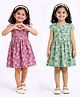 Funshine Cotton Blend Woven Pack Of 2 Abstract Printed Dresses - Pink & Pista