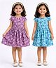 Funshine Cotton Blend Woven Pack Of 2 Abstract Printed Dresses - Purple & Green