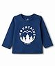 Doodle Poodle Single Jersey Knit  Full Sleeves T-Shirt With Text Print - Navy Blue