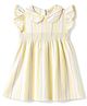 Babyhug Cotton Woven Frill Sleeves Striped One Piece Dresses - Yellow