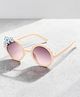 Stol'n Floral Applique Detailed UV Protected Sunglasses - Cream