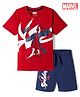 Honeyhap Marvel Single Jersey Knit Half Sleeves T-Shirt & Shorts Night Suit WIth Spiderman Graphics - Red & Navy Blue