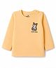 Doodle Poodle 100% Cotton Single Jersey Knit Full Sleeves T-Shirt With Teddy Bear Print - Light Orange