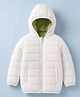 Babyhug Woven Full Sleeves Reversible Hooded Padded Jacket - Cream