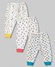 Bodycare Cotton Knit Full Length Thermal Bottomwear with Bunny & Dino Print Pack of 3 - Off White