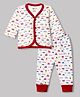Bodycare Cotton Knit Full Sleeves Car Printed Front Open Thermal Set- Offwhite