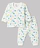 Bodycare Cotton Knit Full Sleeves Thermal Wear Set with Car Print - Off White