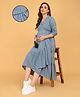 The Mom Store Rayon Woven Three Fourth Sleeves Solid Maternity Dress - Grey
