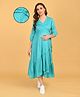 The Mom Store Rayon Woven Three Fourth Sleeves Solid Maternity Dress - Turquoise