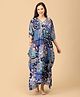 The Mom Store Cotton Woven Half Sleeves Abstract Printed Maternity Kaftan Nighty - Multi Colour