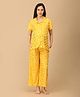 The Mom Store Cotton Woven Half Sleeves Heart Foil Printed Coordinating Maternity Shirt & Pant Night Suit With Front Open Nursing Access - Yellow