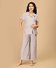 The Mom Store Cotton Woven Half Sleeves Striped Maternity Nightwear Set With Front Open Nursing Access - Multi Colour