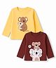 Doodle Poodle Cotton Knit Full Sleeves T-Shirts with Koala Print Pack of 2 - Mustard &  Brown