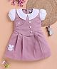 LACKii DOLL Cotton Blend Knit Half Puffed Sleeves Textured & Bunny Patch Detailed Dress - Pink