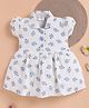 LACKii DOLL Cotton Blend Knit Half Puffed Sleeves Strawberry Printed Dress - Blue