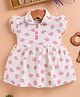 LACKii DOLL Cotton Blend Knit Half Puffed Sleeves Strawberry Printed Dress - Pink