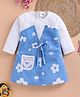 LACKii DOLL Cotton Blend Knit Three Fourth Sleeves Floral Printed Dress - Blue