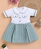 LACKii DOLL Cotton Blend Knit Half Sleeves Striped Dress - Green