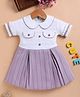 LACKii DOLL Cotton Blend Knit Half Sleeves Striped Dress - Mauve