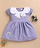LACKii DOLL Cotton Blend Knit Half Puffed Sleeves Cat Applique Detailed Dress - Purple