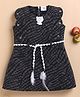 LACKii DOLL Cotton Blend Knit Sleeveless Animal Printed & Smiley Applique Detailed Dress Dark Grey