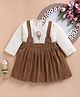 LACKii DOLL Blended Knit Three Fourth Sleeves Animals Patch Detailed Pinafore Style Dress - Brown