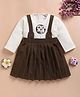 LACKii DOLL Cotton Blend Knit Full Sleeves Textured & Floral Applique Detailed Dress - Brown