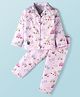 Enfance Core Cotton Woven Full Sleeves Car Printed Co-Ords Shirt & Pyjama Night Suit - Pink