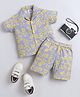 Knitting Doodles Pure Cotton Woven Half Sleeves Hearts & Abstract Printed Coordinating Shirt & Shorts Set - Purple