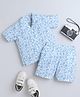 Knitting Doodles Pure Cotton Woven Half Sleeves Paisley & Floral Printed Coordinating Shirt & Shorts Set - Blue