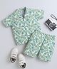 Knitting Doodles Pure Cotton Woven Half Sleeves Dinosaur Printed Coordinating Shirt & Shorts Set - Sea Green