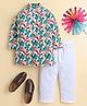 Knitting Doodles Cotton Woven Full Sleeves Floral Printed Kurta & Pyjama Set - Multi Colour