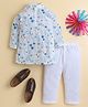 Knitting Doodles Cotton Woven Full Sleeves Floral Printed Kurta & Pyjama Set - White