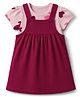 Doodle Poodle Single Jersey Knit Half Sleeves Heart Printed T-Shirt With Frock -Baby Pink