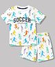 Smarty Boys 100% Cotton Knit Half Sleeves Co-Ords T-Shirt & Shorts Night Suit With Soccer Theme Print - White