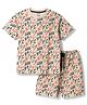 Smarty Boys 100% Cotton Knit Half Sleeves Alphabets & Numbers Printed T-Shirt & Shorts Night Suit - Beige