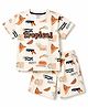 Smarty Boys Knitted Half Sleeves Tropical Theme Printed Co-Ords T-Shirt & Shorts Night Suit - OffWhite
