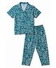 Smarty Boys 100% Cotton Woven Half Sleeves Printed Co-Ords Shirt & Pyjama Night Suit - Green