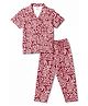 Smarty Boys 100% Cotton Woven Half Sleeves Printed Co-Ords Shirt & Pyjama Night Suit - Rust Orange