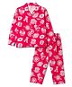 Smarty Boys 100% Cotton Woven Full Sleeves Sports Theme & Texted Printed Co-Ords Shirt & Pyjama Night Suit - Dark Red