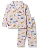 Smarty Boys 100% Cotton Woven Full Sleeves Aeroplane Printed Co-Ords Shirt & Pyjama Night Suit - Light Brown